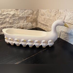 Fitz and Floyd Mother Duck and Babies Cracker Dish Ceramic 1981 Vintage 13”